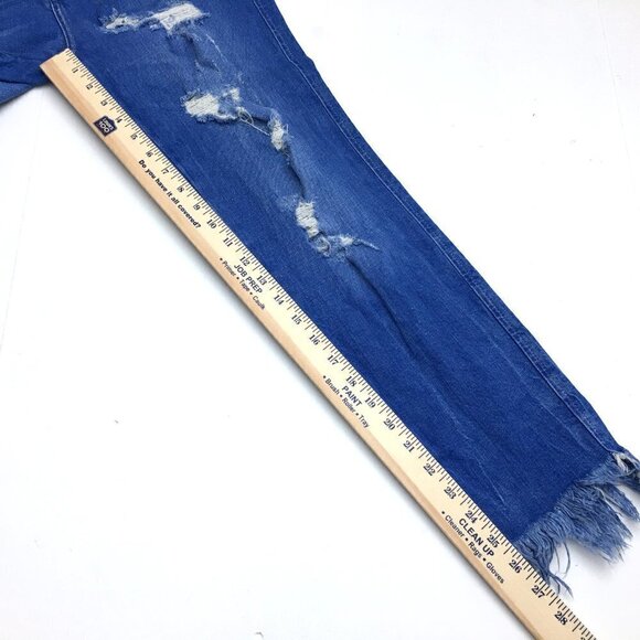 Zara Women's Straight Leg Ankle Jeans Distressed Fringe Hems size 6 - Picture 5 of 10
